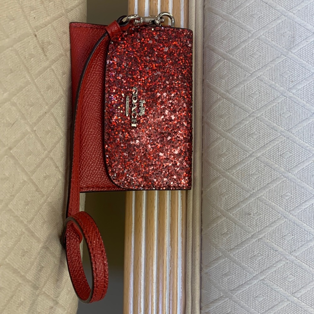 Red glitter Coach small card case